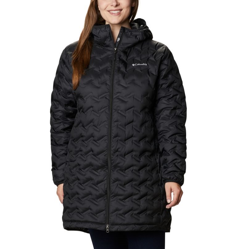 Women\'s Columbia Delta Ridge Long Down Jackets Black | Plus Size CA-RAL56